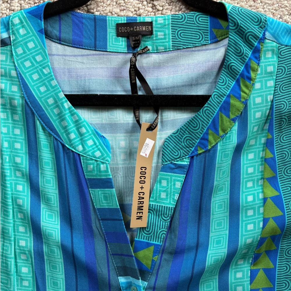 Coco + Carmen Blue and Green Striped Dress - Picture 2 of 4